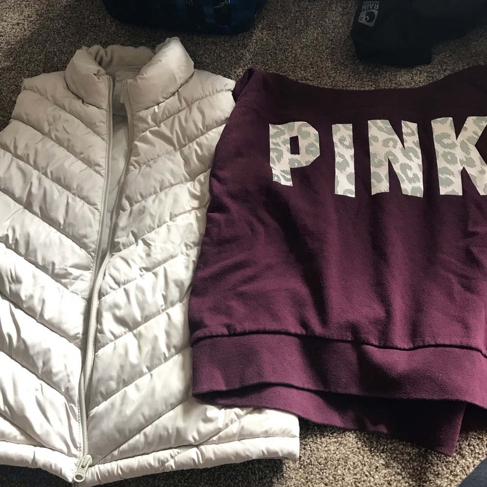 Women’s pink sweatshirt and vest
